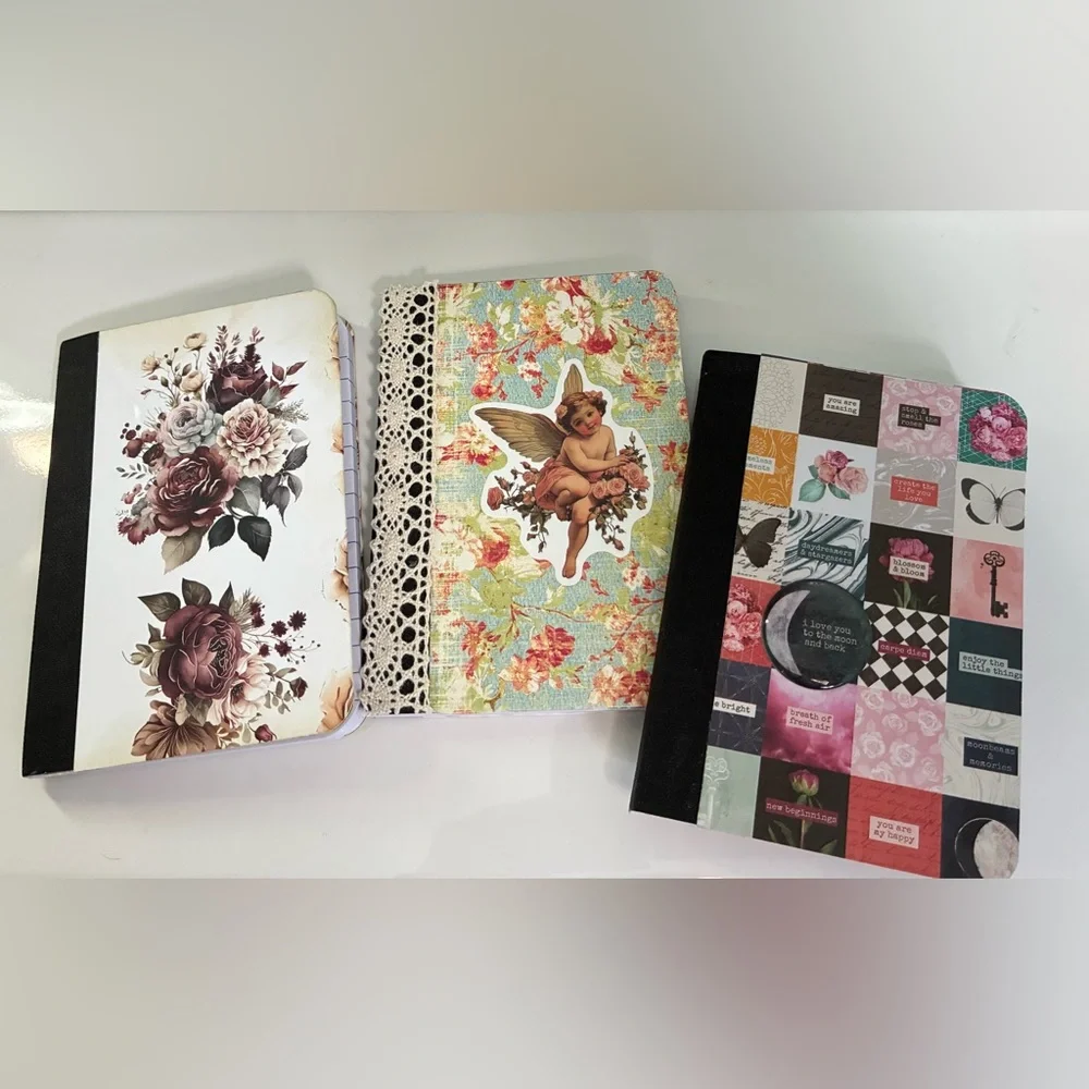4/$15 ❤️ Floral and Angel Design Mini Altered Notebooks Set Of 3